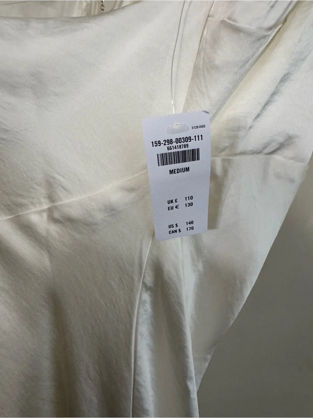 Abercrombie & Fitch White Satin Maxi Slip Dress with Chain Straps